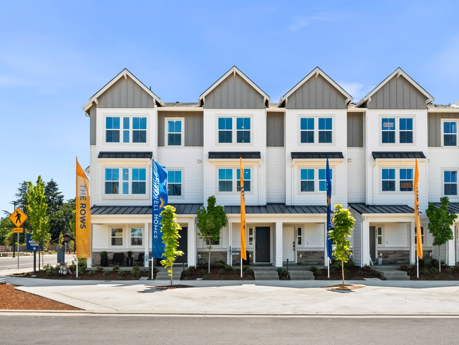 Dusk Exterior of Piedmont floorplan at The Townes at The Vineyard